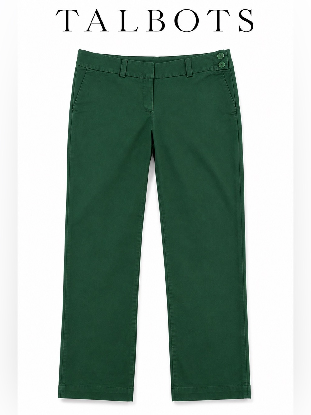 Talbots Petites Stretch Pants Women’s 6 Green Straight Leg Cotton Blend Chino